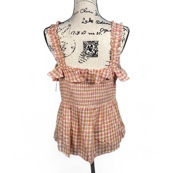Old Navy Ruffled Smocked Bodice Plaid Sleeveless Top Shirt for Women Large - Picture 8 of 8